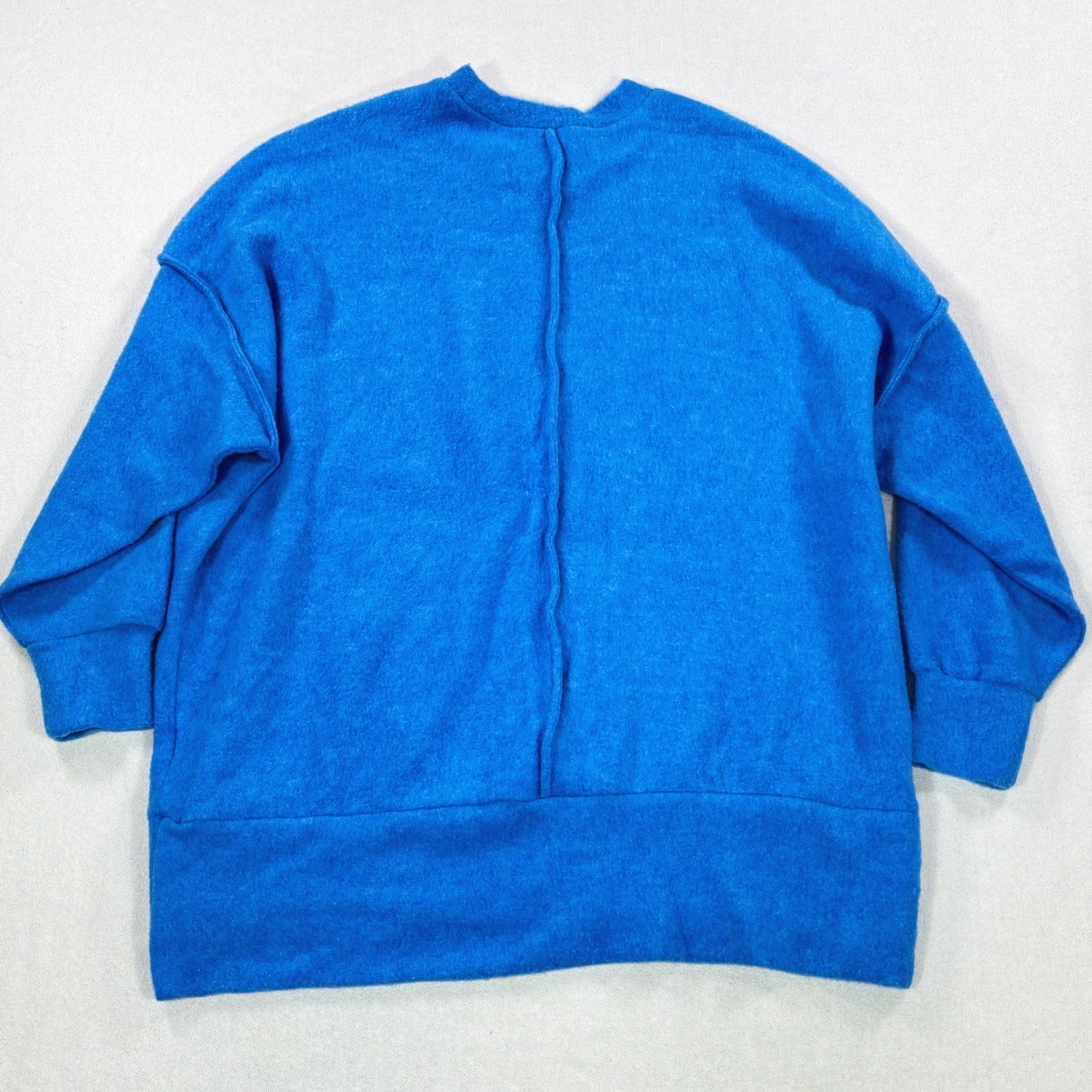 Zenana Cobalt Blue Oversized Pocket Sweatshirt HT-25041 Crew Neck Brushed S/M