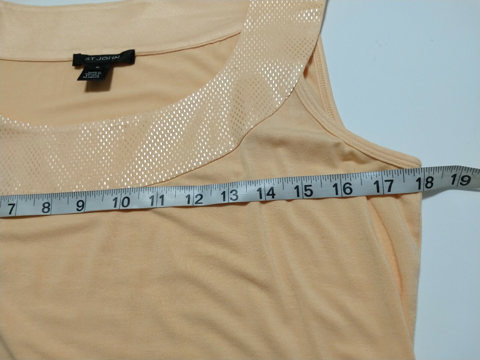 St John M Medium Tank Top Shirt 5% Spandex 95% Viscose Soft orange Sleeveless