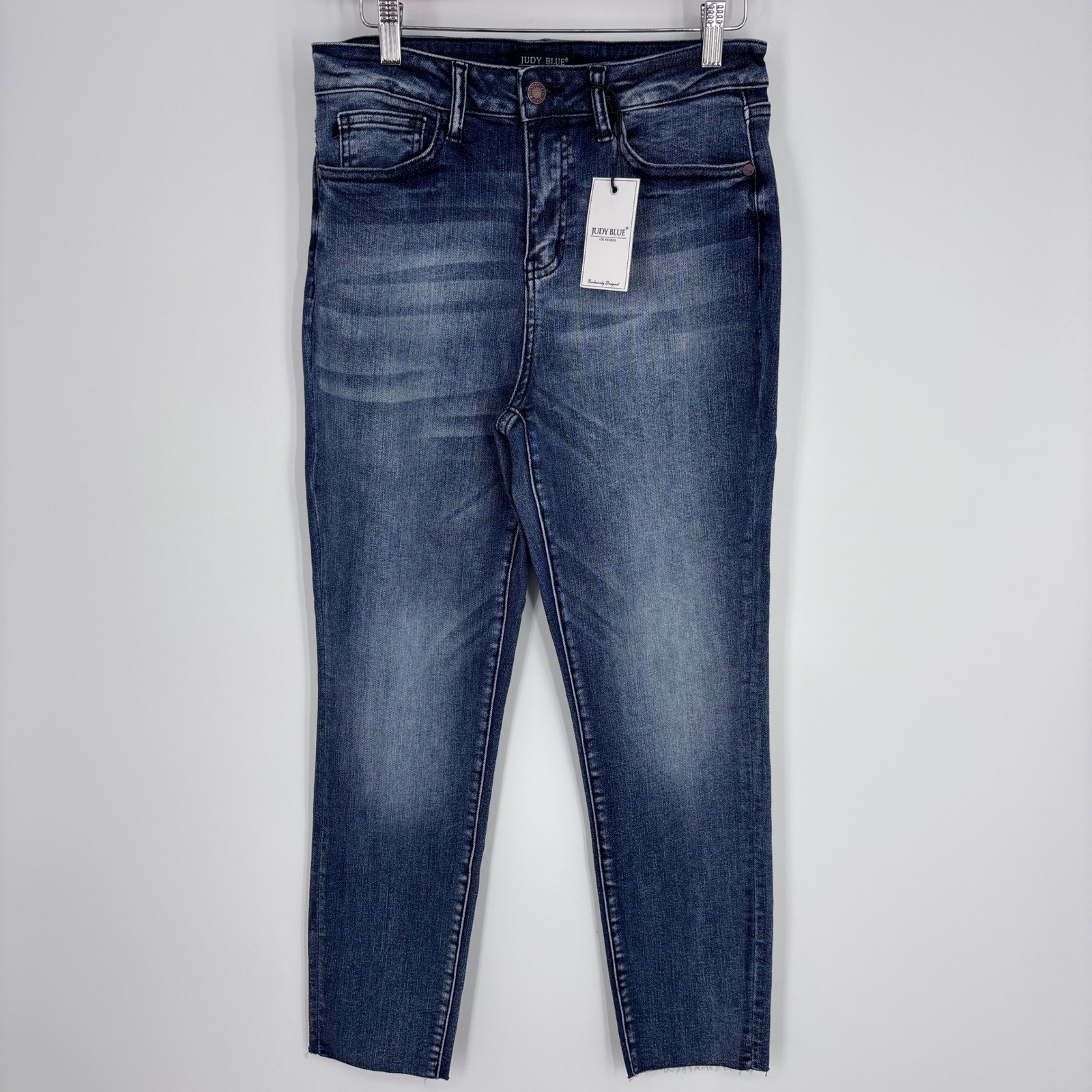 Judy Blue High Waist Raw Hem Relaxed Fit Jeans Sz 7/28 Cropped Distressed NEW