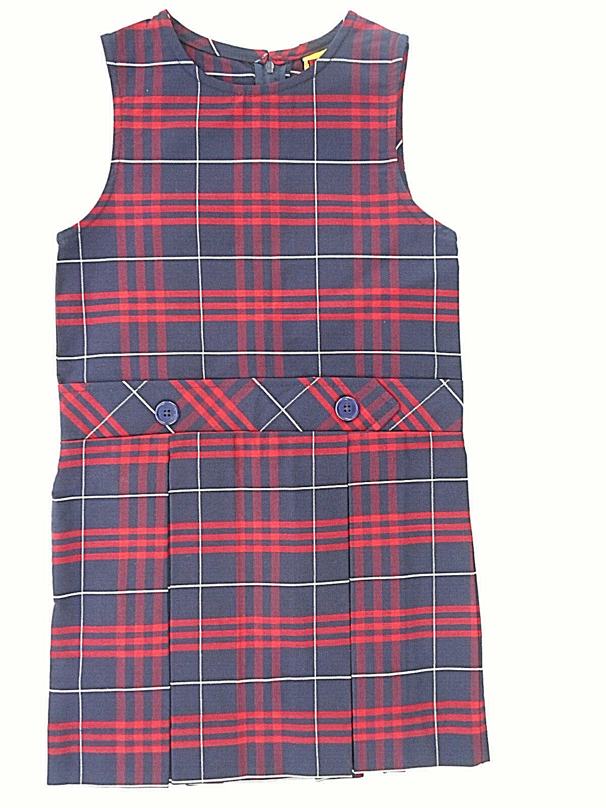 Girls R/K Red & Blue Plaid Bib Front/Kick Pleat Uniform Jumper Dress Sz 5-18 1/2