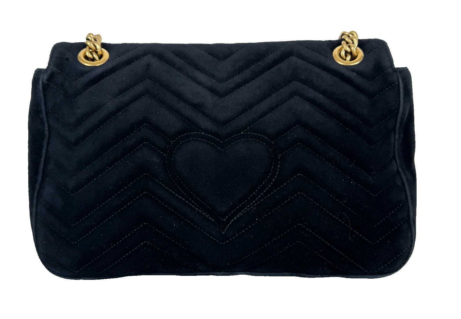 Gucci Auth Black Double G Marmont Medium Velvet Crossbody Shoulder Chain GG Bag