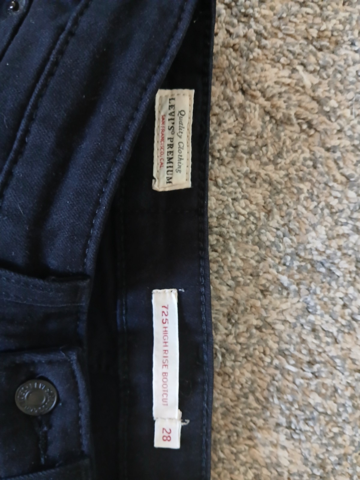 Levis 725 Premium Jeans High Rise Bootcut Stretch Big E Size 28×30