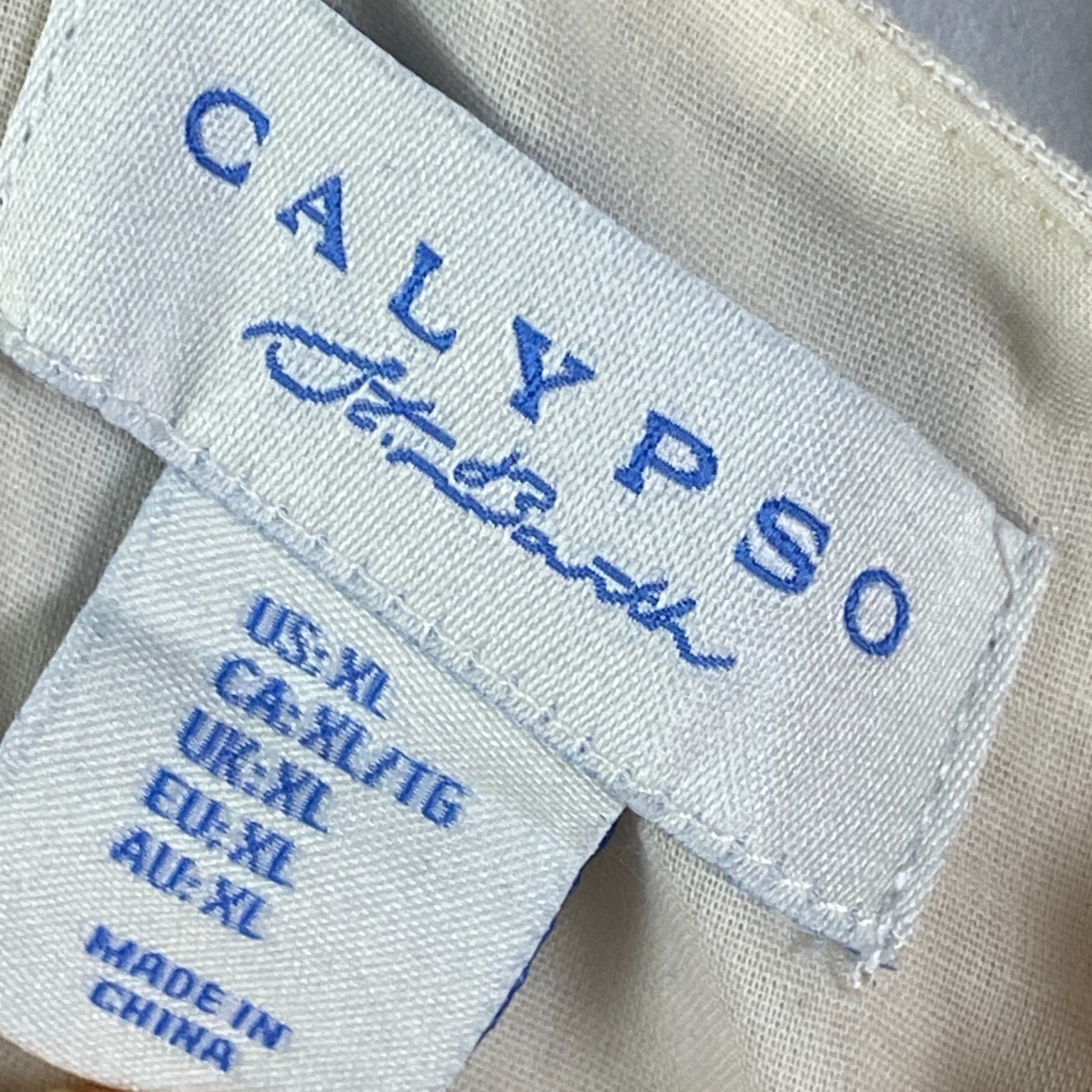 Calypso St Barth Ivory Linen Blend Boho Maxi Dress XL Floral Resort Coastal