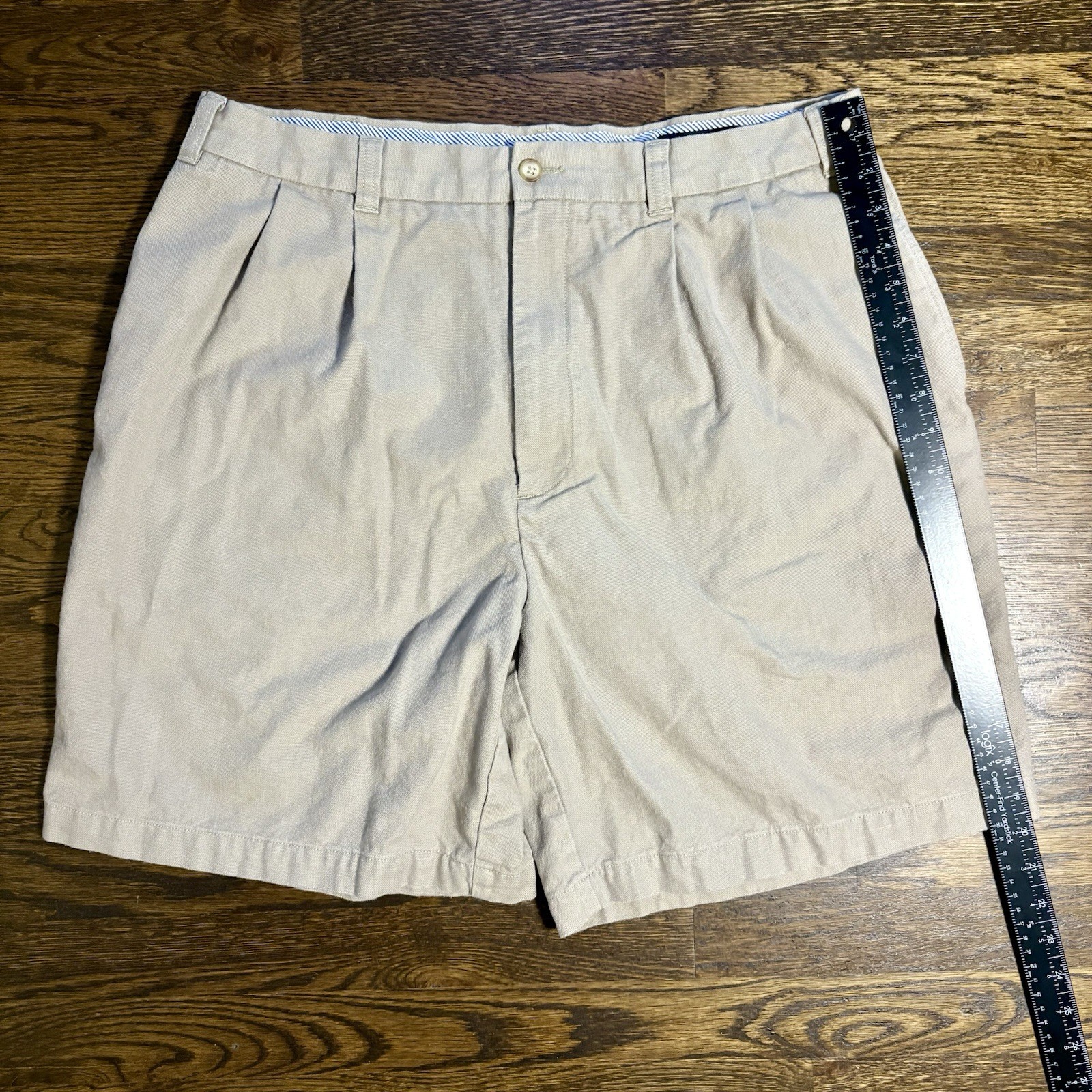 Daniel Cremieux Collection Mens Khaki Pleated Cotton Shorts Tan Size 38