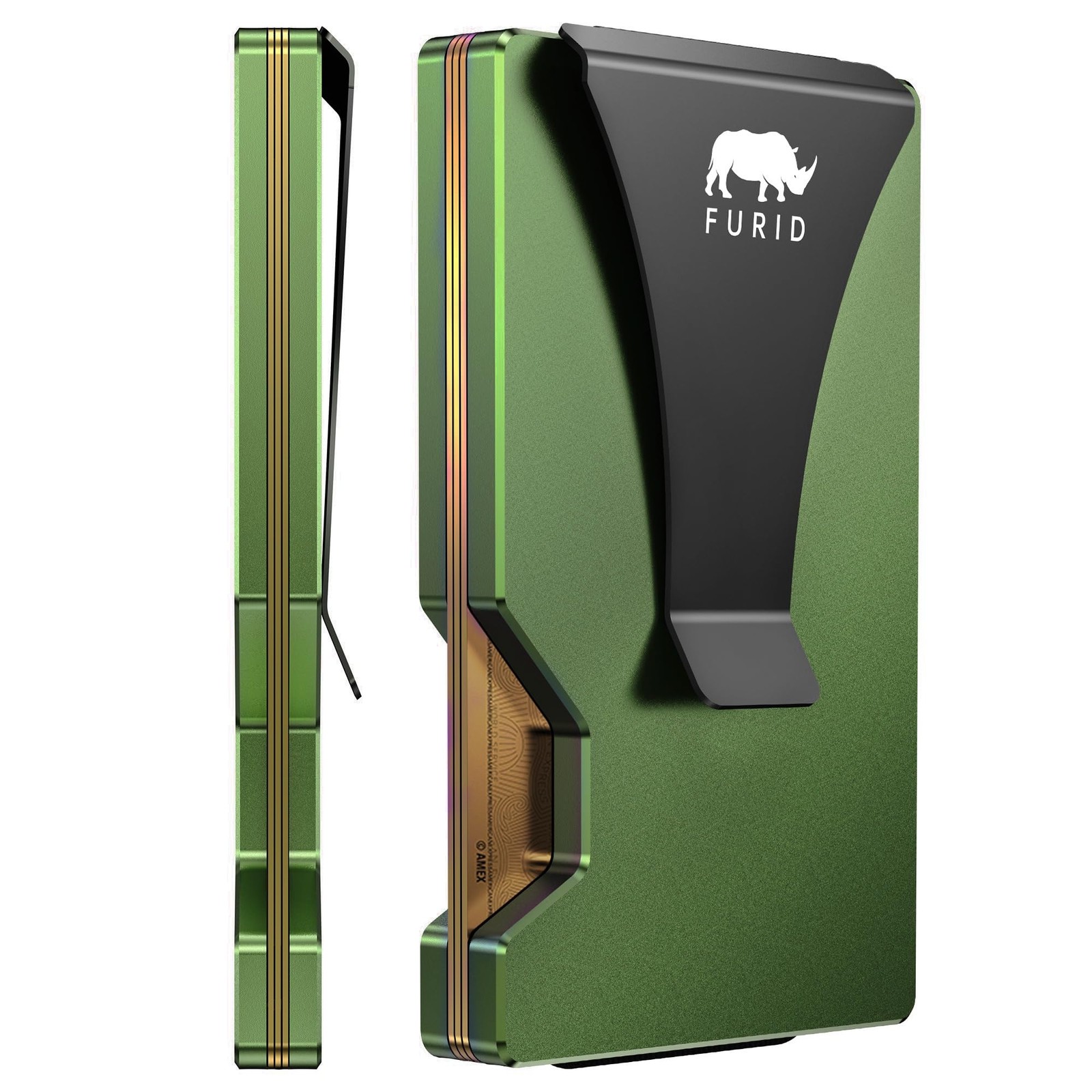 Minimalist Card Wallet for Men Slim: Rfid Metal Standard, Aluminum Olive