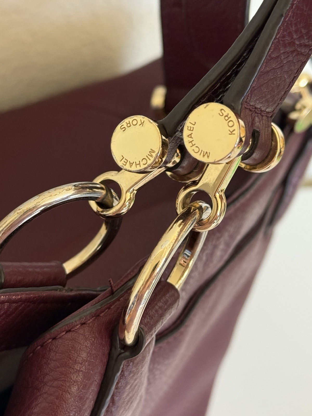 Michael Kors Burgundy Frances Pebbled Leather Shoulder Bag