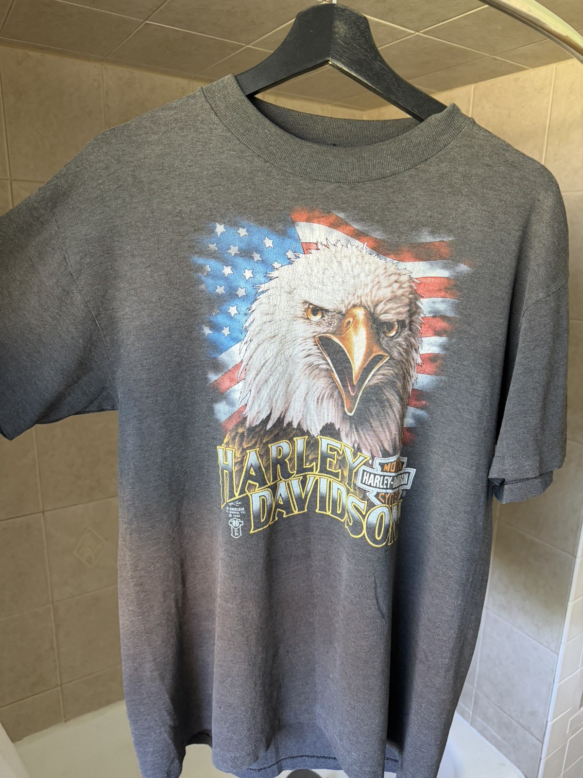 Vintage 3D Emblem Harley Davidson T Shirt 1988 L