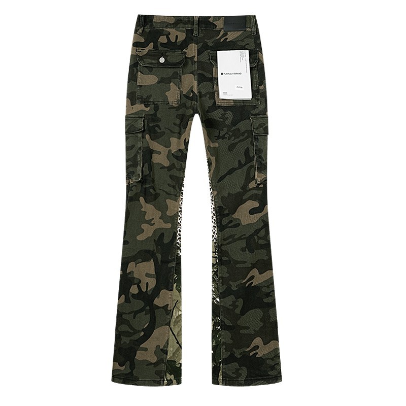 purple Brand Dark Camo Print Flared Denim Jeans Multicolor