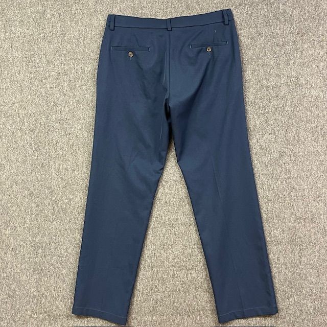 Haggar In Motion Pants Mens 34×32 Navy Polyester Flat Front Dress WPL386 Casual
