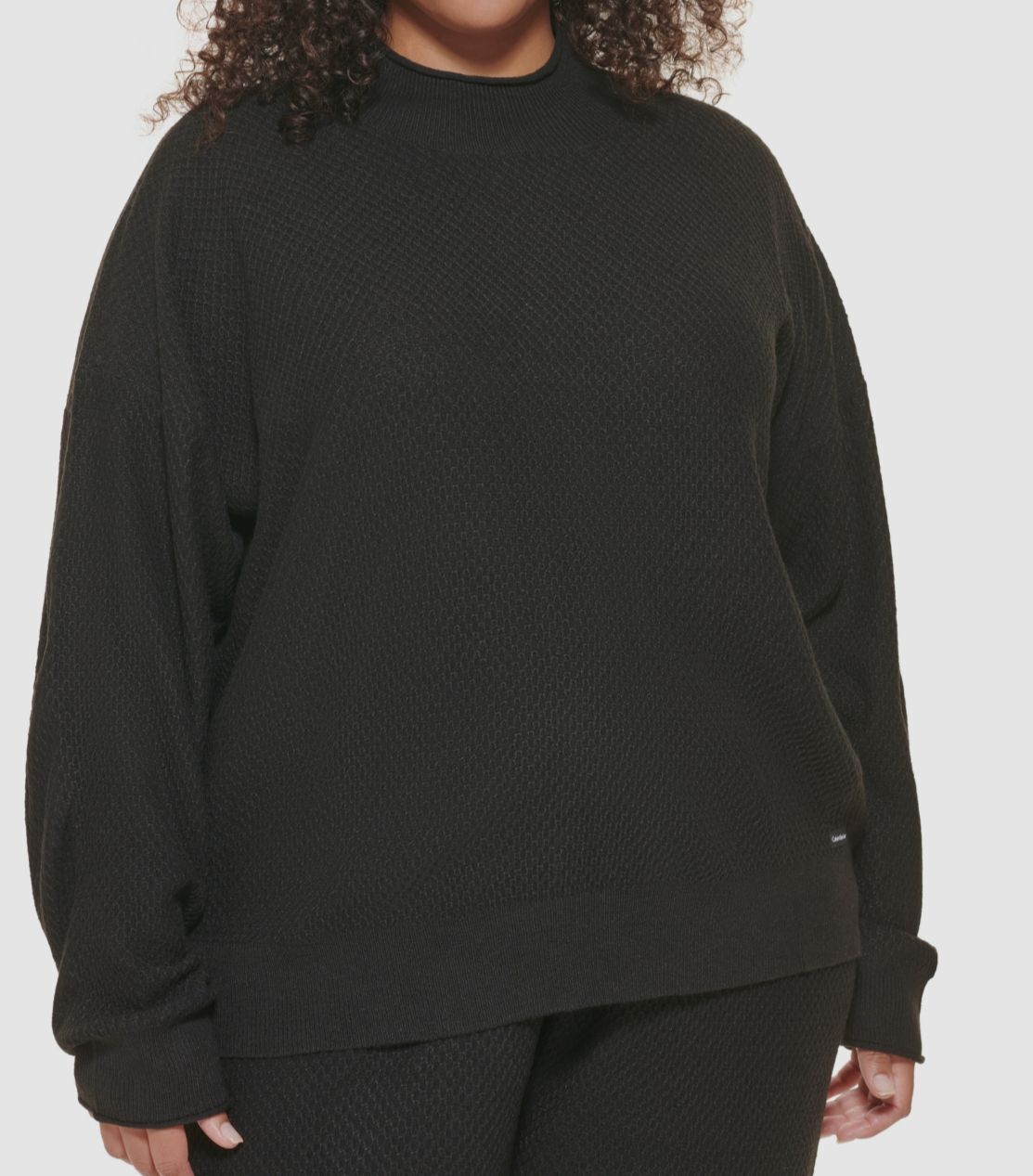 $53 Calvin Klein Jeans Women Black Trendy Honeycomb-Knit Sweater Plus Size 2X