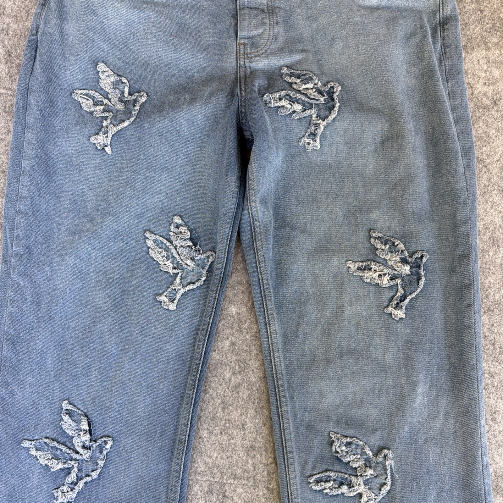 Man BoohooMan Jeans Men38 x 31 Blue Denim Distressed Doves Regular Fit