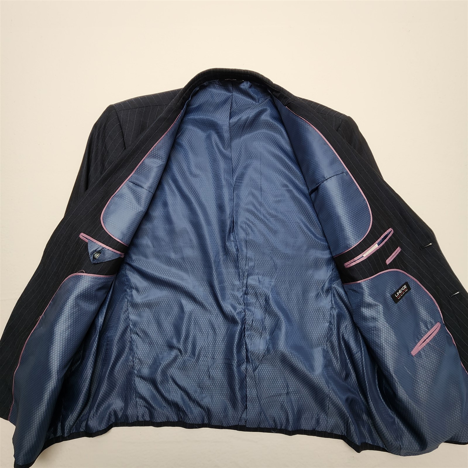 Lineage 50R 42×30 Dark Blue Pinstripe 2Btn 2Pc Mens Jacket Pants Suit