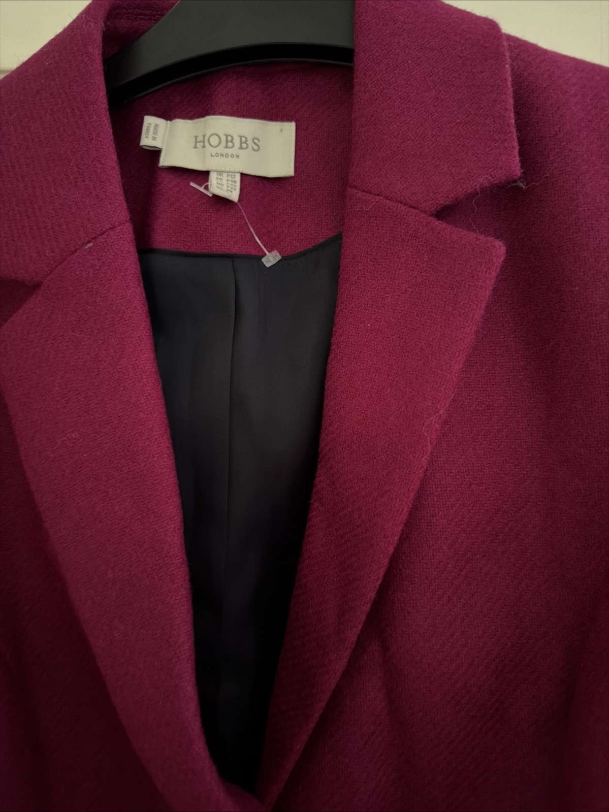 Hobbs Blake 100% Wool Jacket Blazer Bright Pink Size Uk 12 New Without Tags
