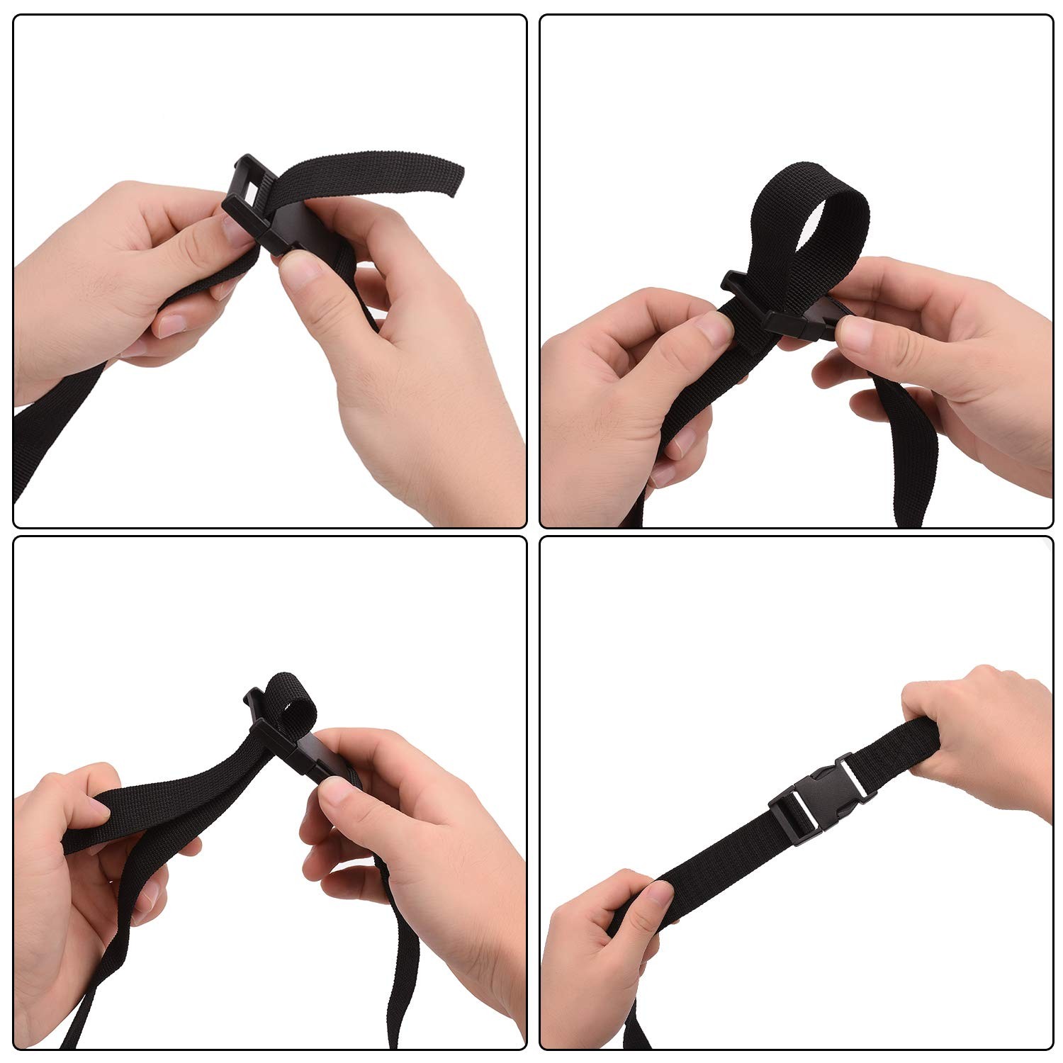 6 Pack Luggage Nylon Straps with Quick Release Buckle 1inch-6pc, Black