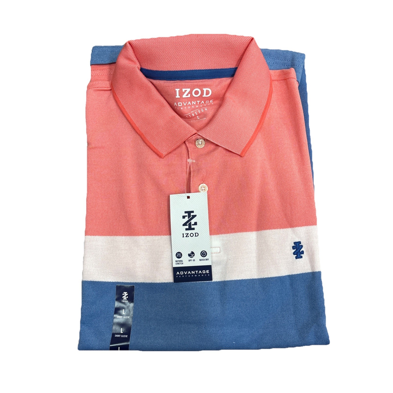 IZOD Mens Advantage Performance Short Sleeve Polo Shirt Size L In Dubarry Color