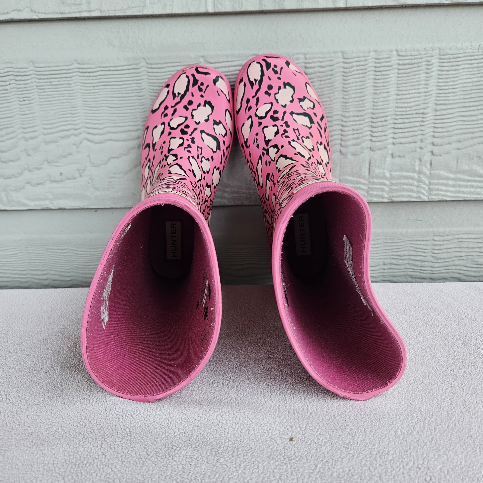 Hunter Kids First Classic Leopard Print Rain boot Pink Waterproof US 13 UK 11