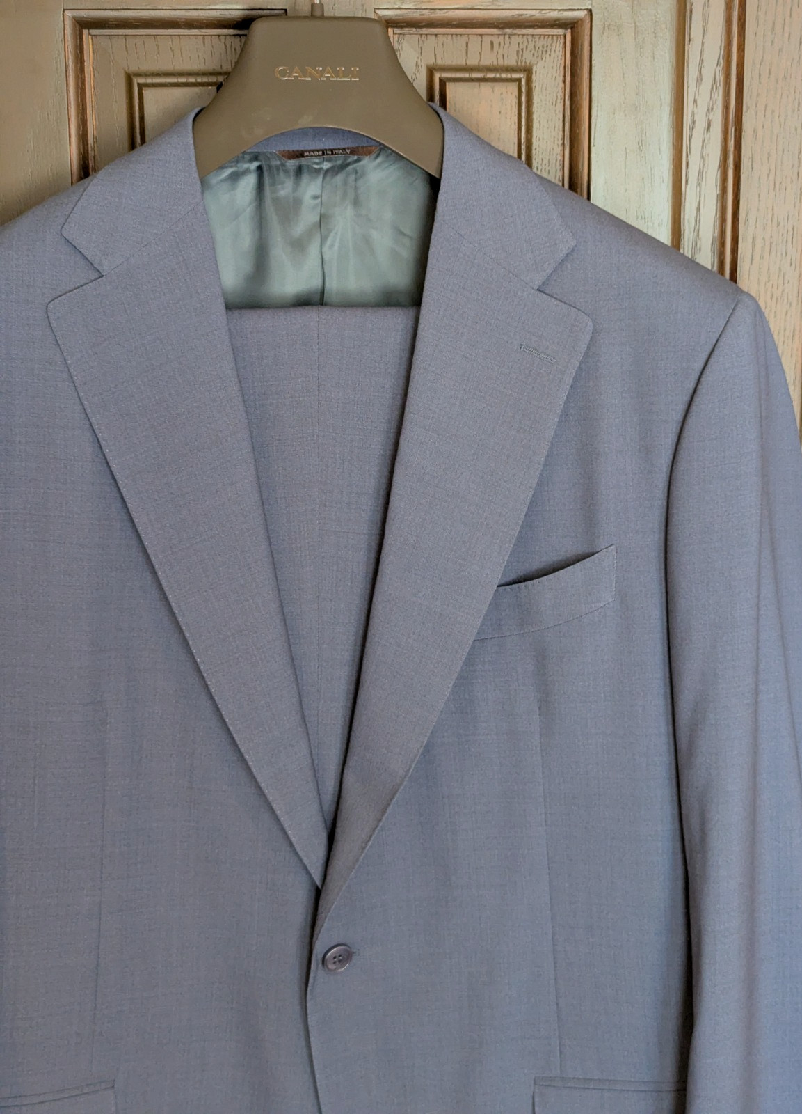 CANALI Impeccabile 100% Wool Suit , Model 15280, Mid Blue, Size 48 L (58 EU) NEW