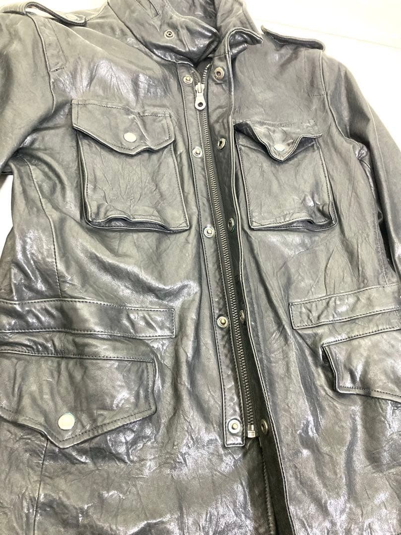AVIREX VARSITY Leather Jacket Blouson Coat Men Size L Black Genuine