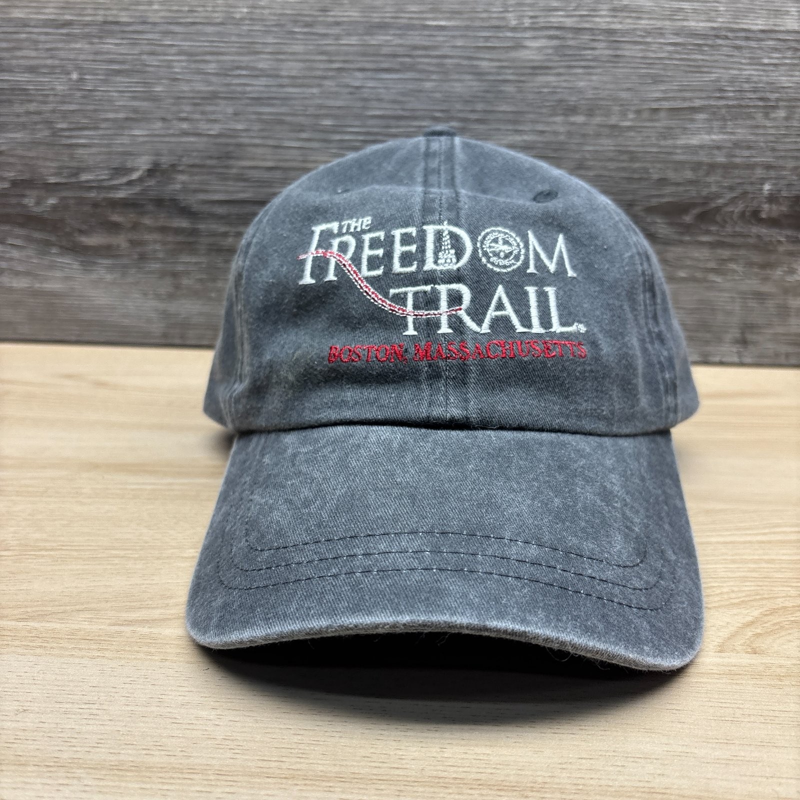 Freedom Trail Hat Cap Strap Back Gray Boston Massachusetts Paved With History