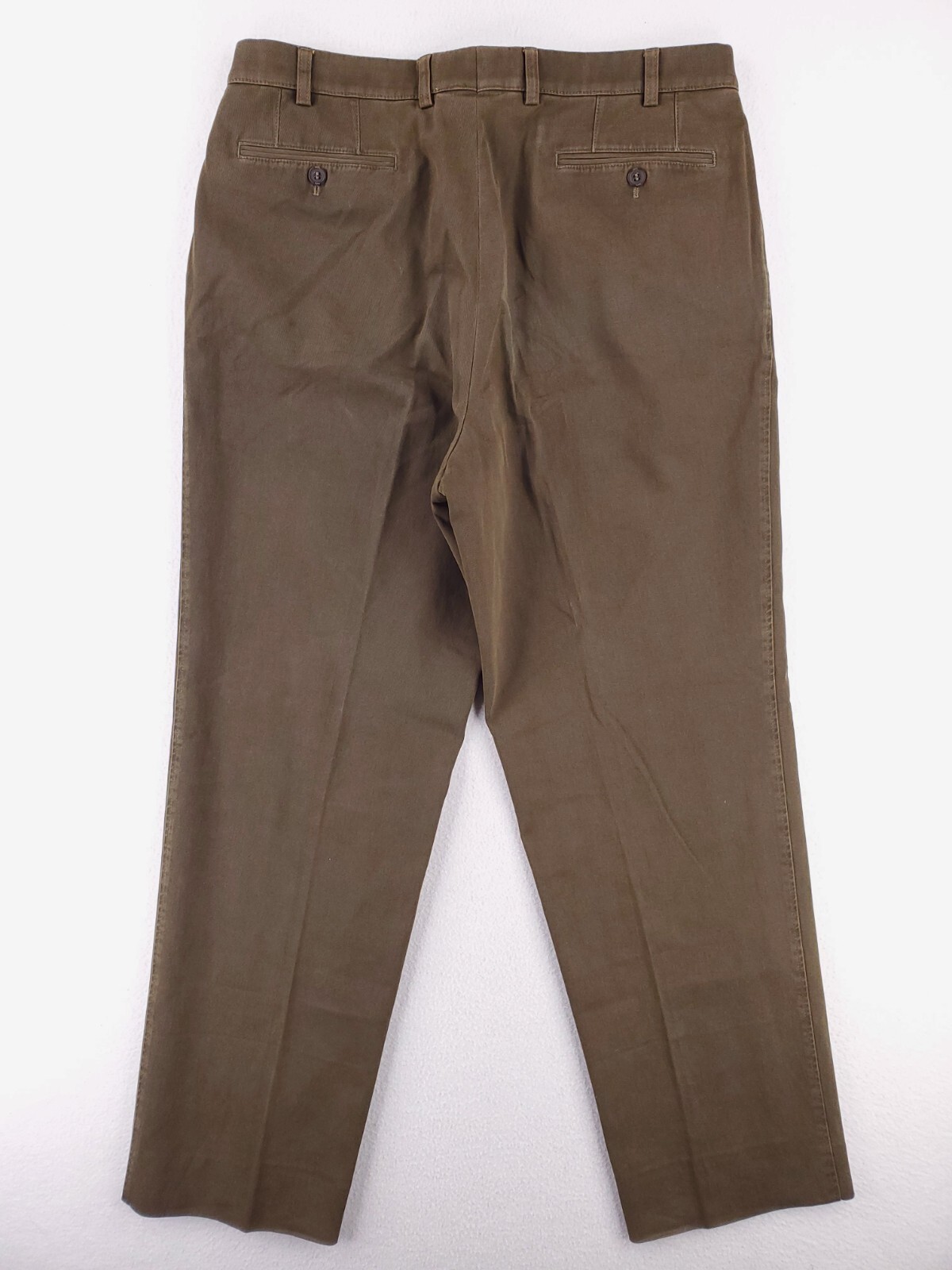 Hiltl Pants Mens 36×32 Green ZE500 Classic Straight Flat Front Khakis Chino