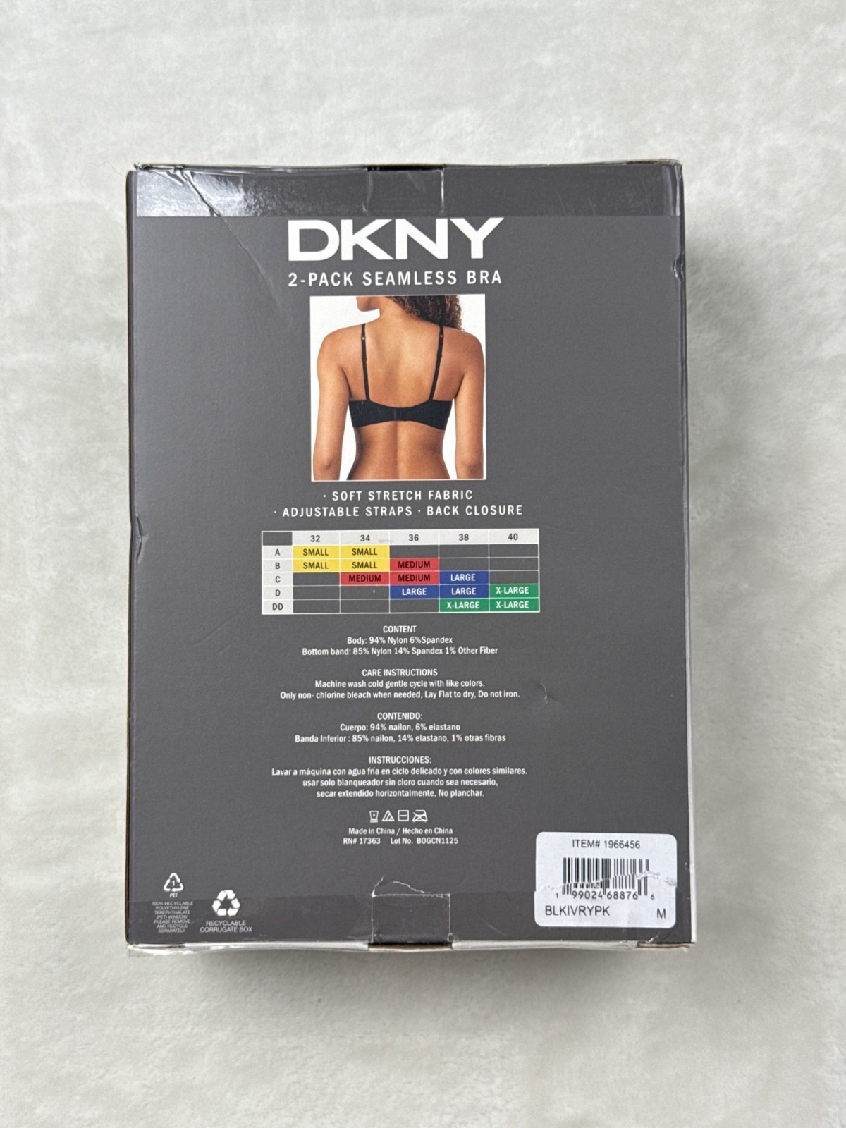 DKNY 2-Pack Seamless Bras Medium Adjustable Straps Soft Black/Ivory Women Size M