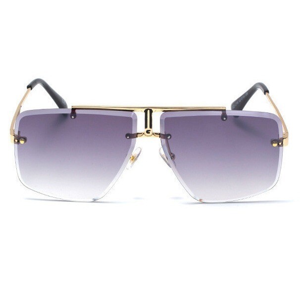Sunglasses Men’s Gold Frame Rimless Square Gradient Black Lens Street Wear Trend