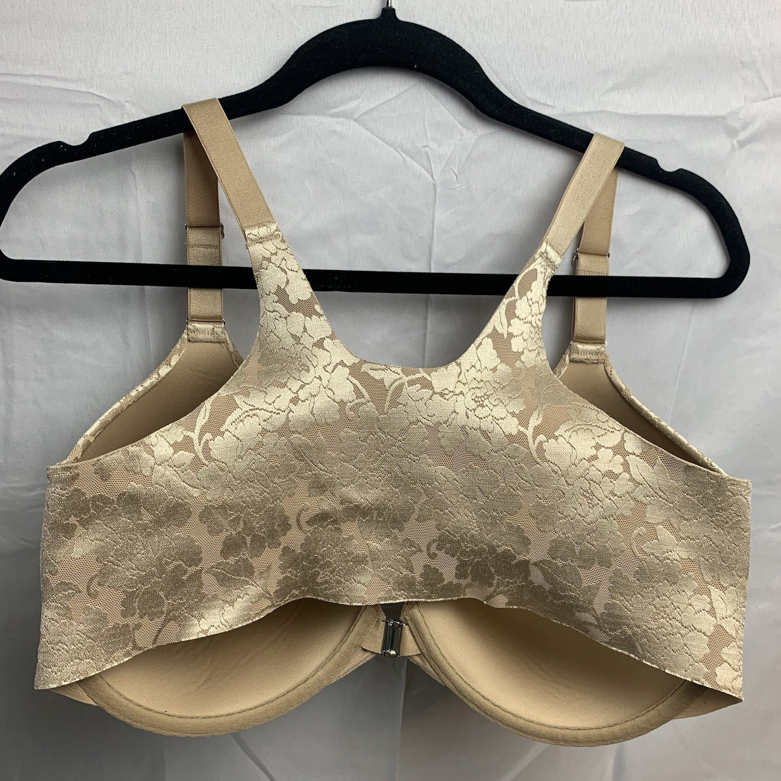 Soma Vanishing Back Full Coverage Bra Size 36G Front Closure Floral Lace Beige
