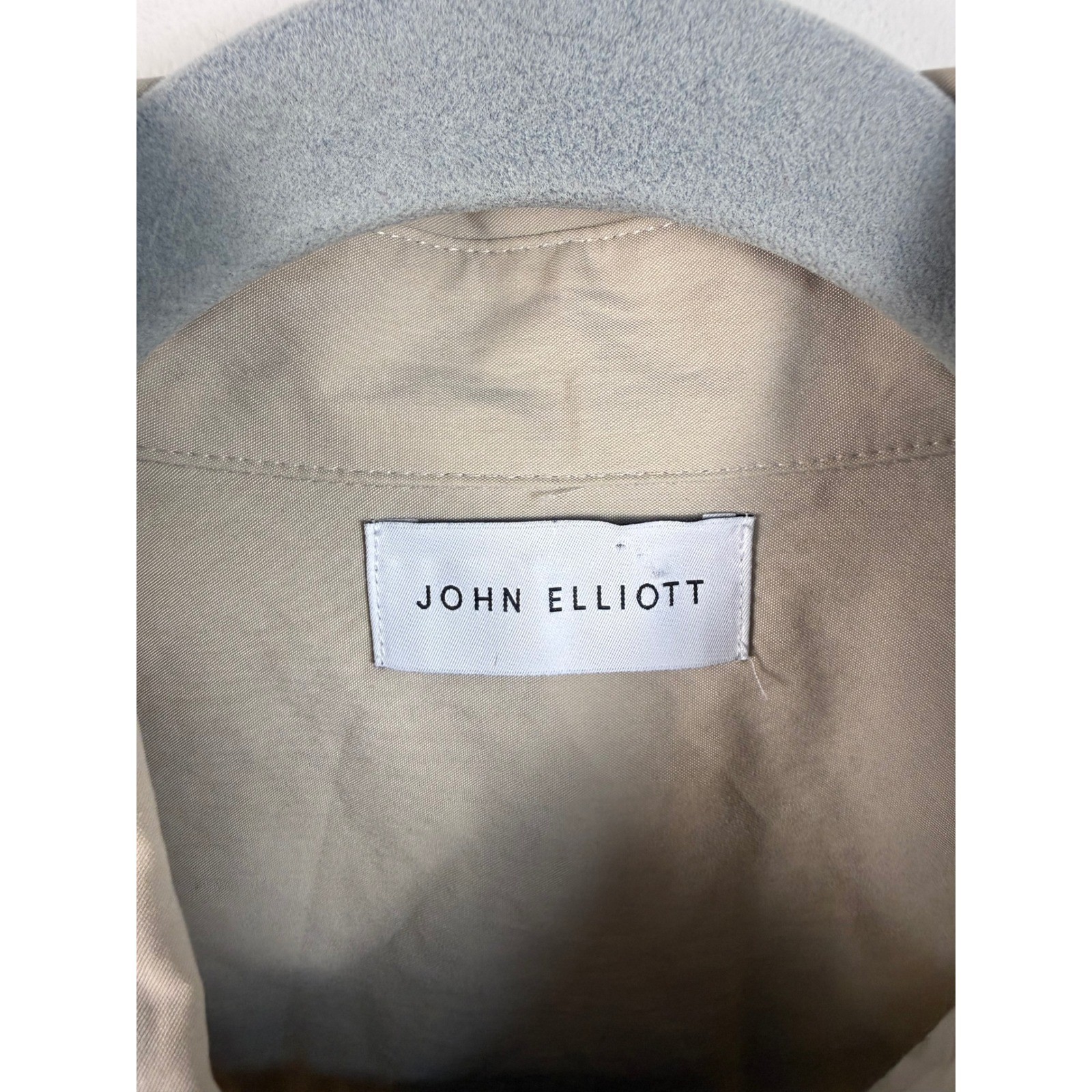 John Elliott Beige Cotton Nylon Camp Short Sleeve Button Up Shirt Size 2 Medium