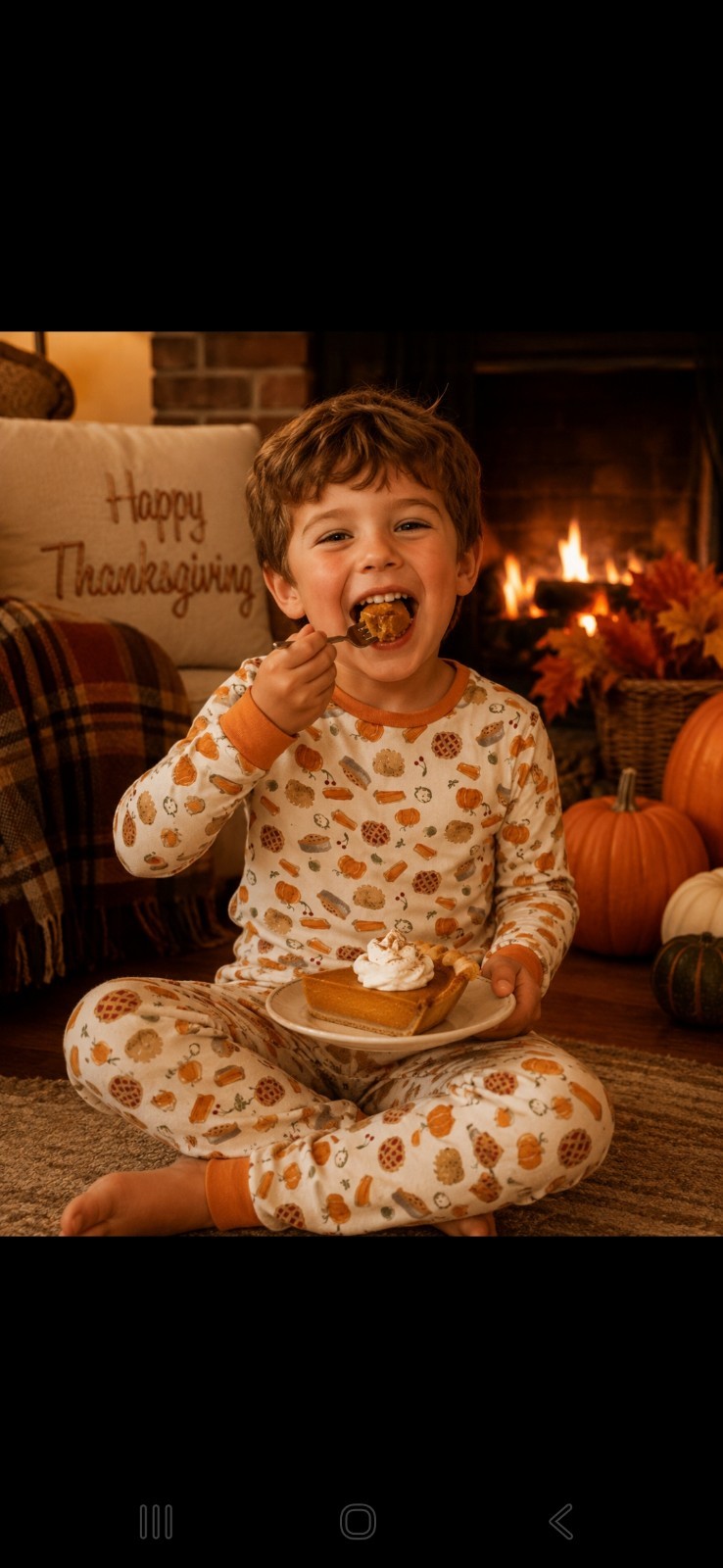 Burt’s Bees Kids Snug Fit Cotton Pajama Set Size 8 Pumpkin Pie Thanksgiving