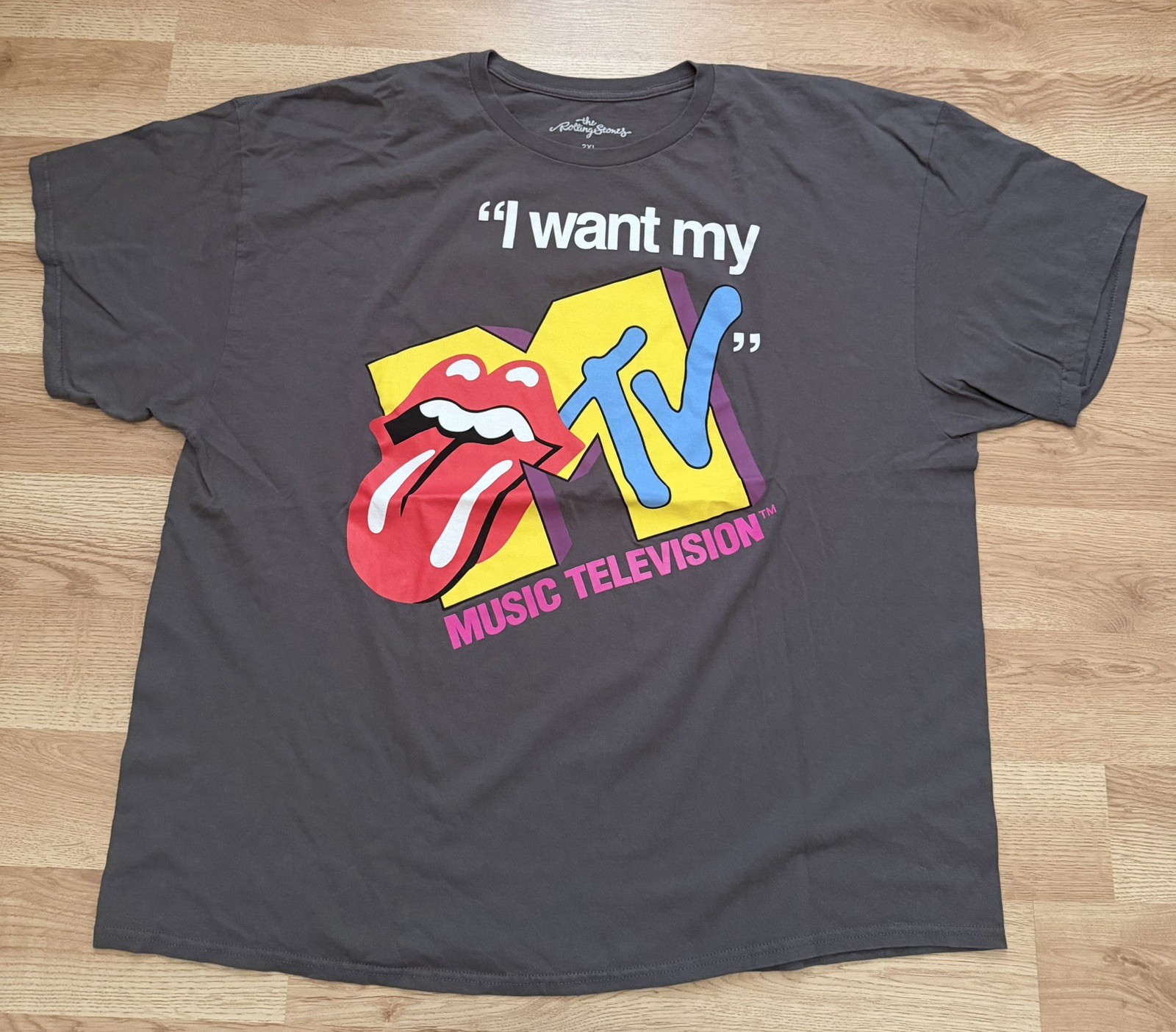 The Rolling Stones / I Want My MTV T-Shirt: Charcoal Grey Official Licensed 2XL