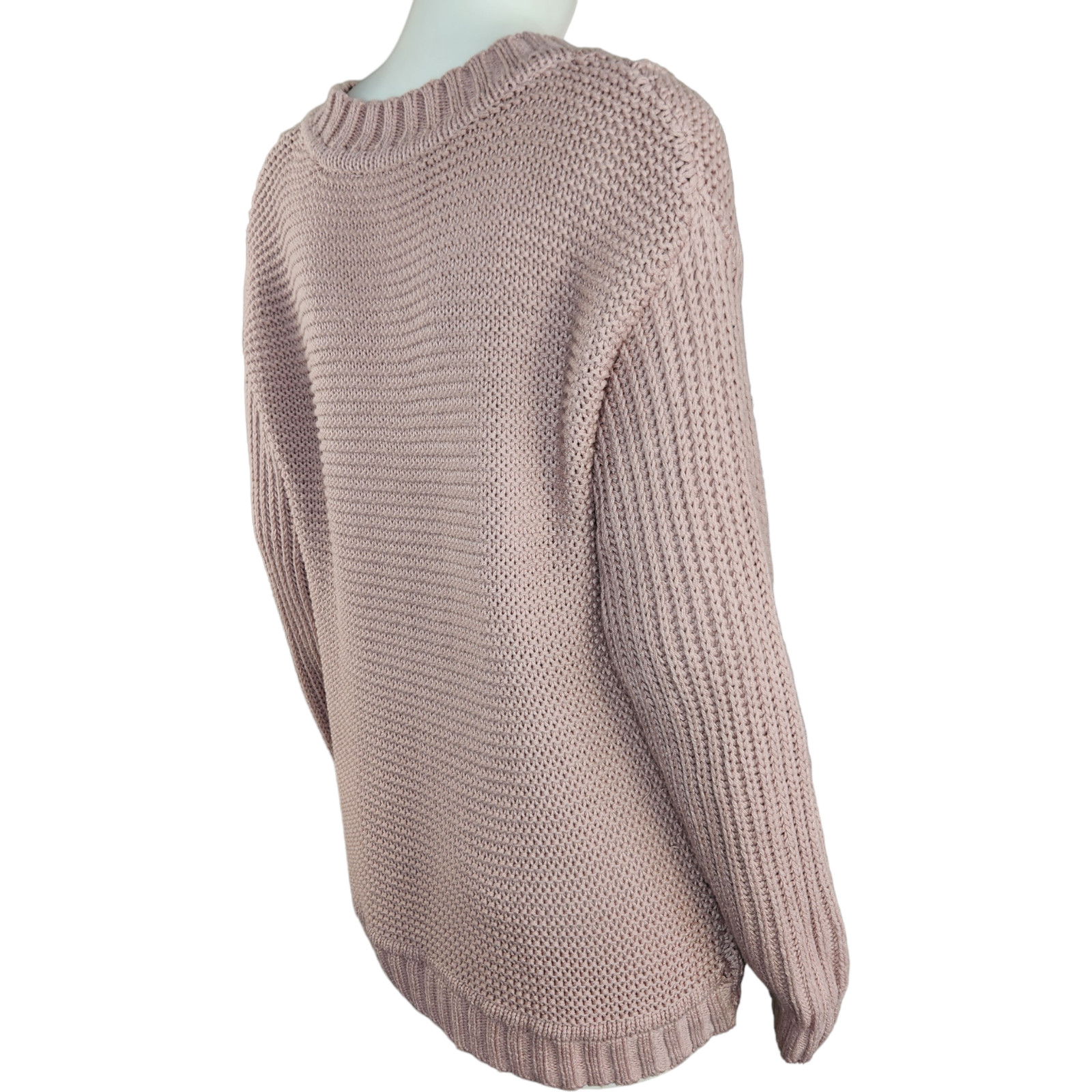 Encore by Idina Menzel Mixed Stitch V-Neck Sweater Dusty Pink X-Small Open Knit