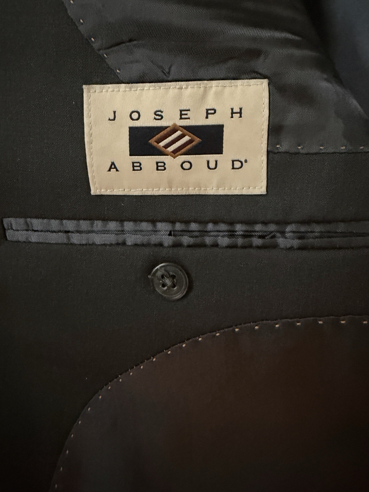 Joseph Abboud Black Wool 2-Piece Suit 42R Regular Fit Flat Front 34×30