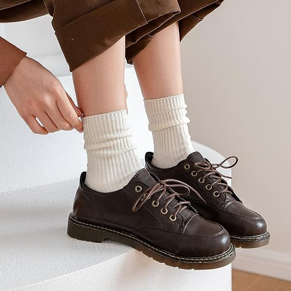 3/6 Pairs Cute Crew Socks Casual Athletic Aesthetic Cotton Socks for Fall Shoes