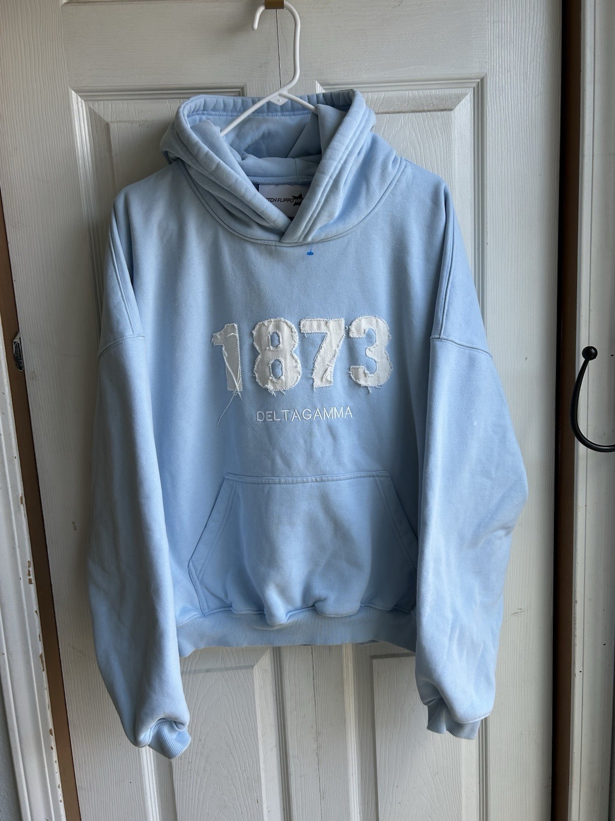 Men’s Mitch Flippo MFG Baby Blue 1873 Hoodie Heavyweight Golf Delta Gamma Sz M