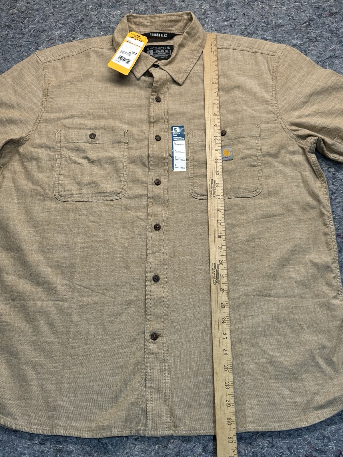 Carhartt Rugged Flex Shirt Mens Large Relaxed Fit Lightweight Short Sleeve Plaid