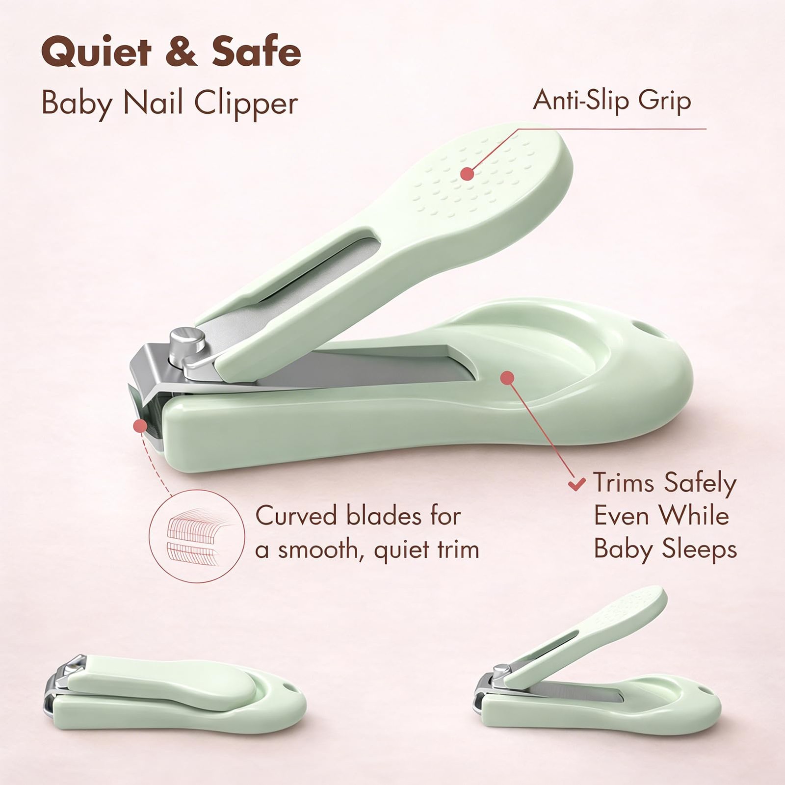 YIVEKO Baby Nail Kit, 4-in-1 Care Set with Cute 4 Piece Set, Green