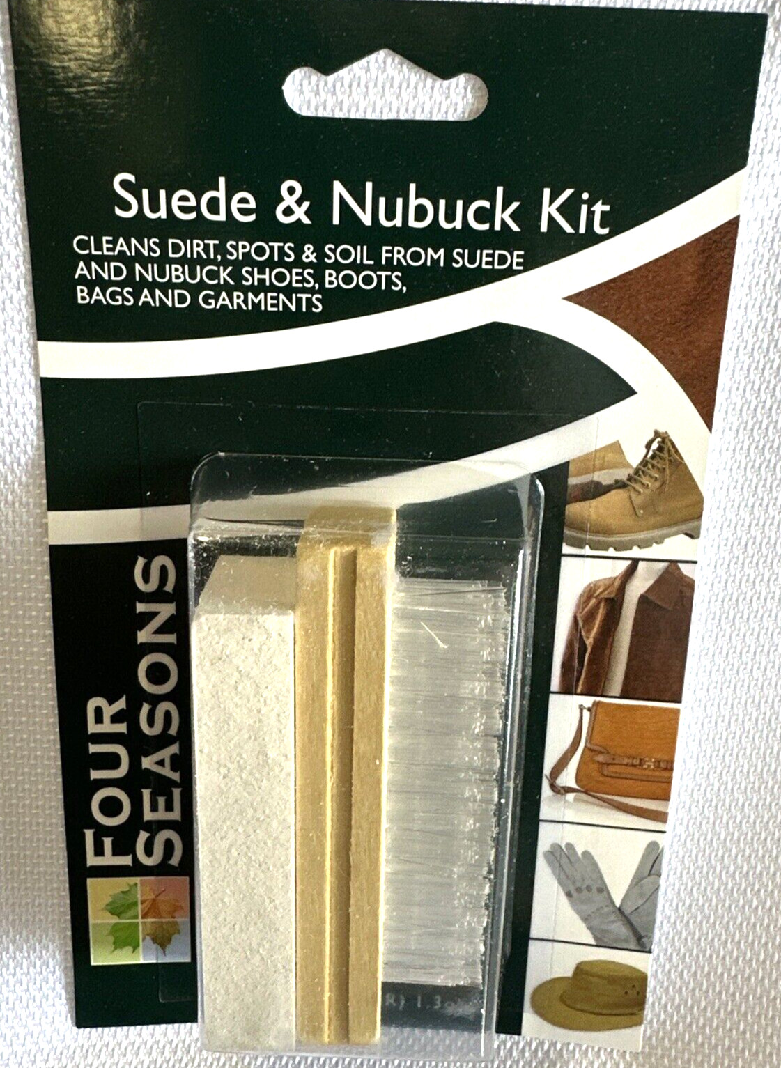 Four Seasons Suede & Nubuck Cleaner Care Kit Nylon Brush & Gum Bar (1.3oz)