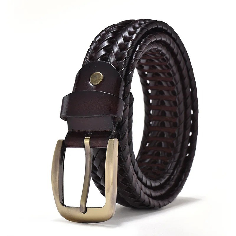 Genuine Leather Men Casual Belt Braided, All Sizes