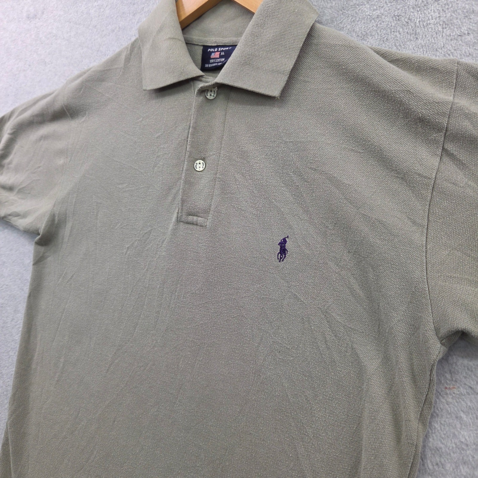 POLO SPORT Vintage 90s Pique Short Sleeve Polo Shirt Mens XL 100% COTTON