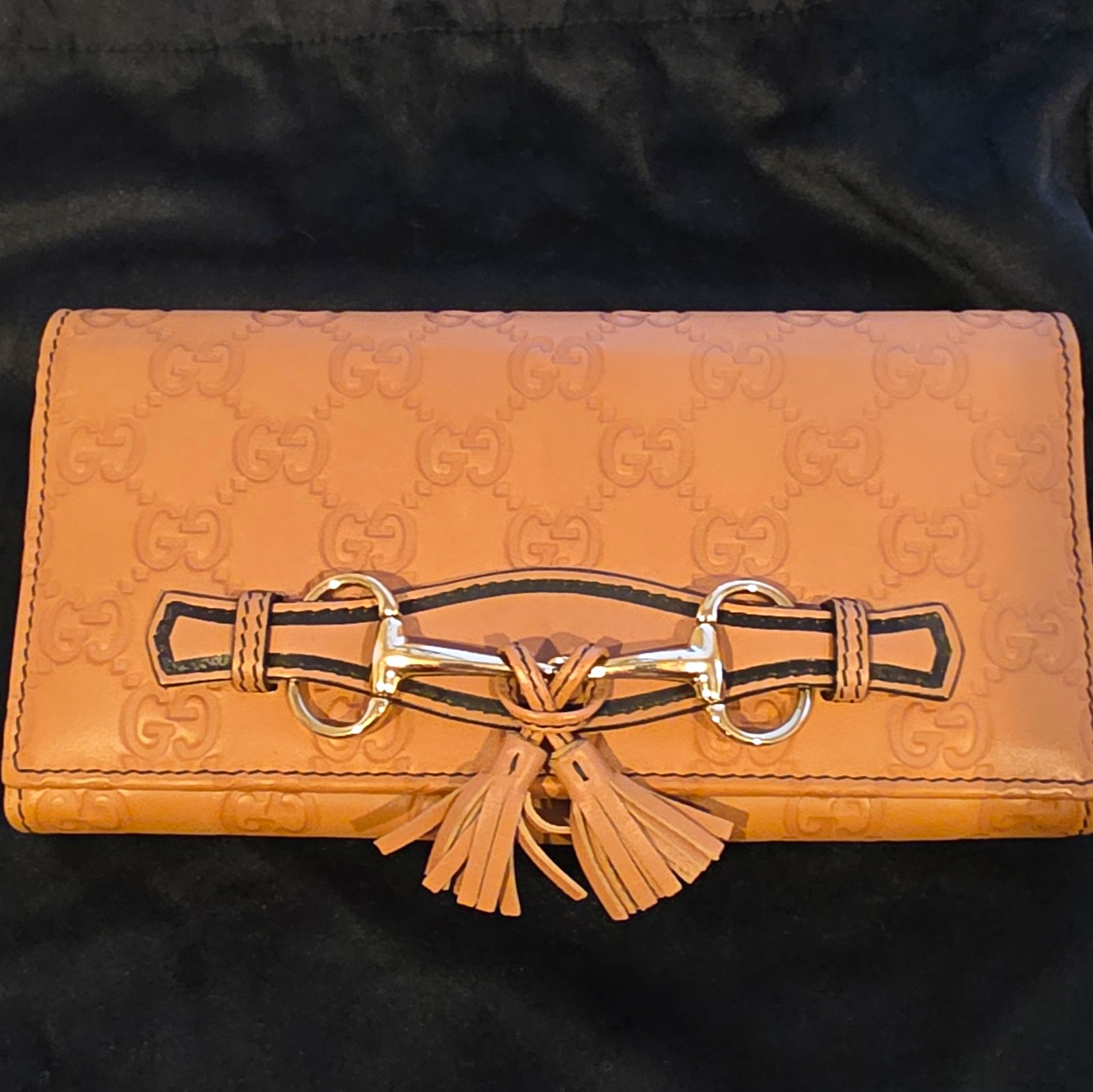 Gucci Women’s Brown Guccissima Logo Tassel Folding Credit Card Wallet