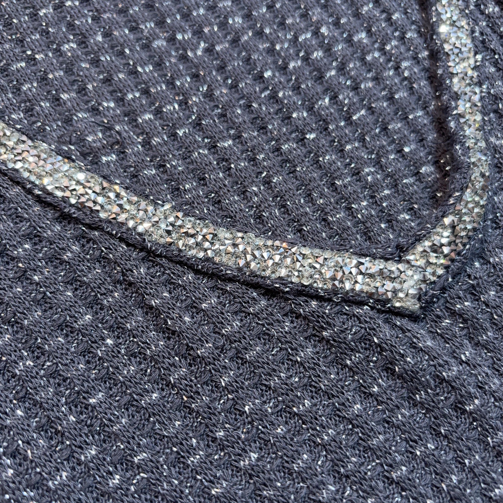 Juicy Couture Rhinestone Collar Knit Top Womens Medium Gray Babydoll Y2K