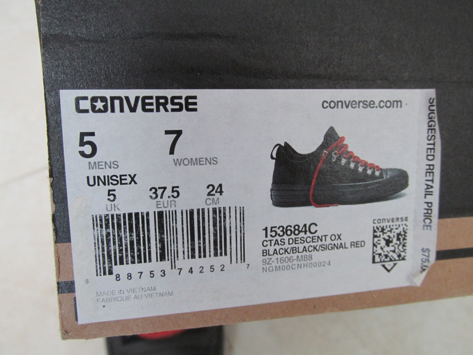 NEW CONVERSE CHUCK TAYLOR ALL STAR DESCENT OX Mens 5 Women 7 Black 153684C $75.