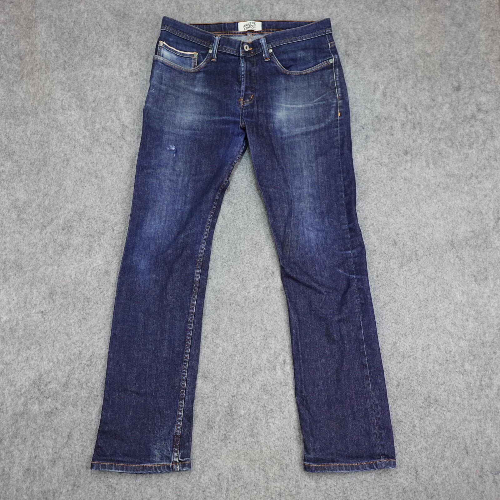 Naked & Famous Jeans Mens 36×32 Blue Weird Guy Selvedge Stretch Denim Pants