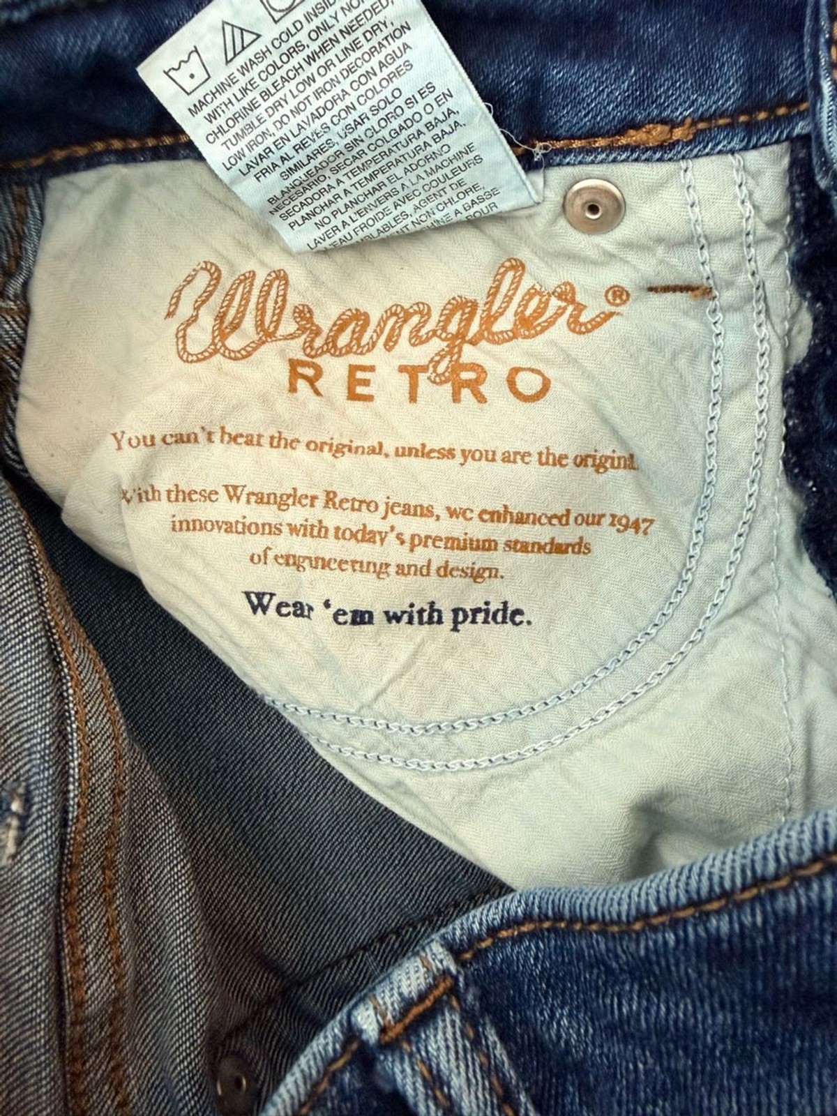 Wrangler Retro Flare Jeans Dark Blue Size 26 Stretch Comfort Bell Bottoms