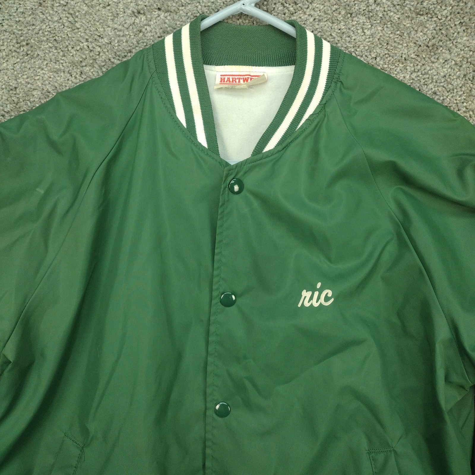 Vintage 80s Hartwell GODZILLA Green Satin Jacket Made In USA Medium 38-40 COOL