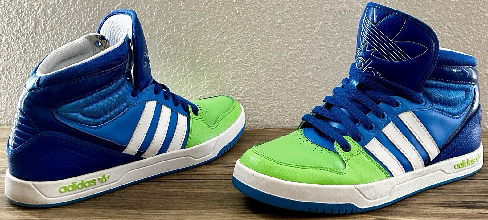 Adidas Blue/Green/White Colorblock Mid Top Lace-Up Sneakers G99390