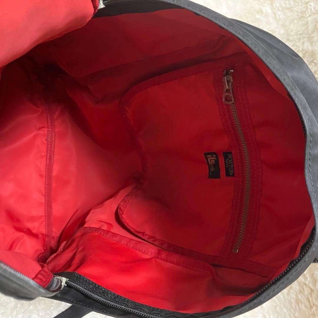 Porter L-Fine Ils Rucksack Backpack Nylon Polyester Black Red Used