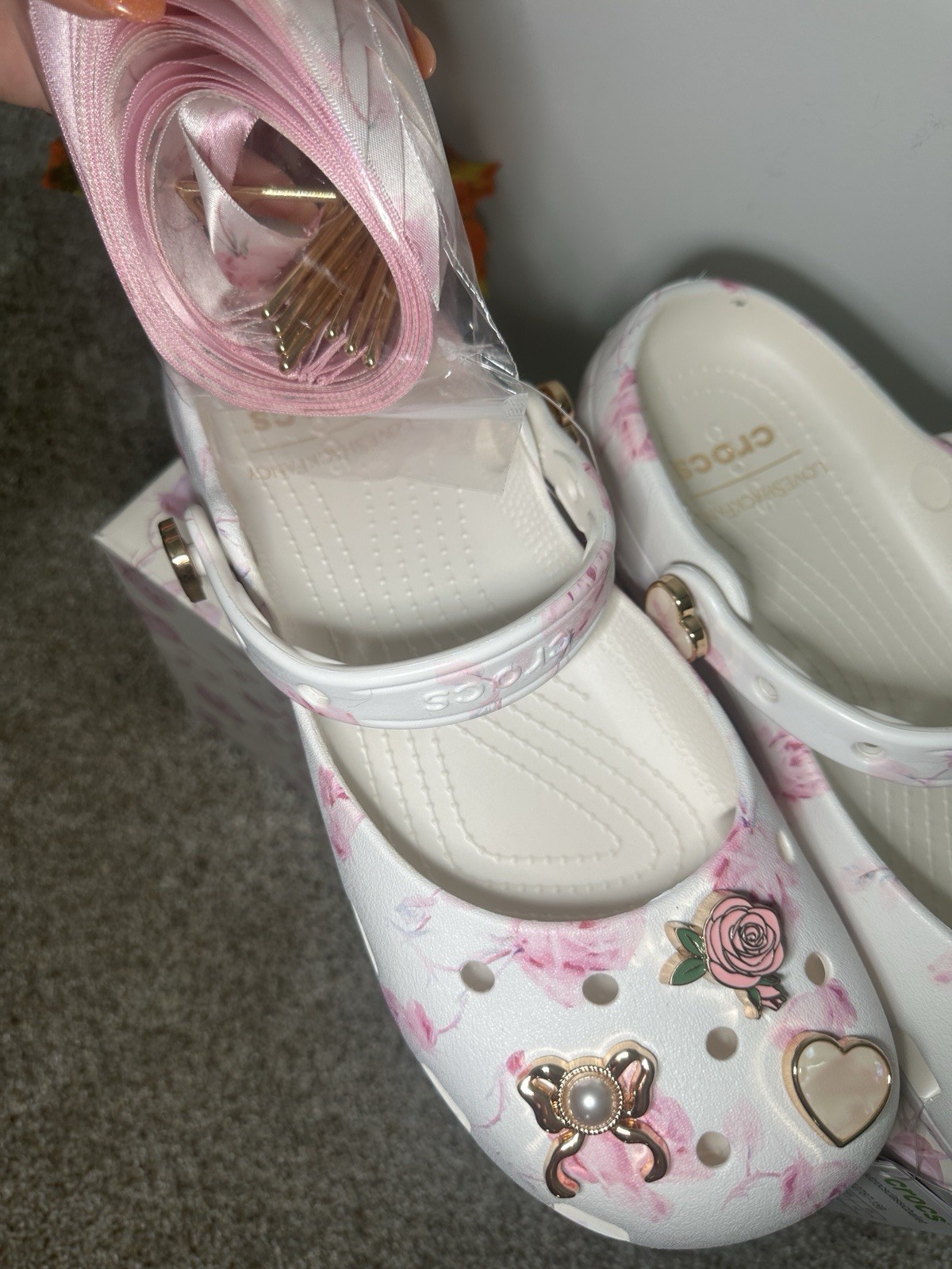 Crocs x LoveShackFancy Classic Ballet Clog Women’s Size 9 Oyster Floral NEW NIB