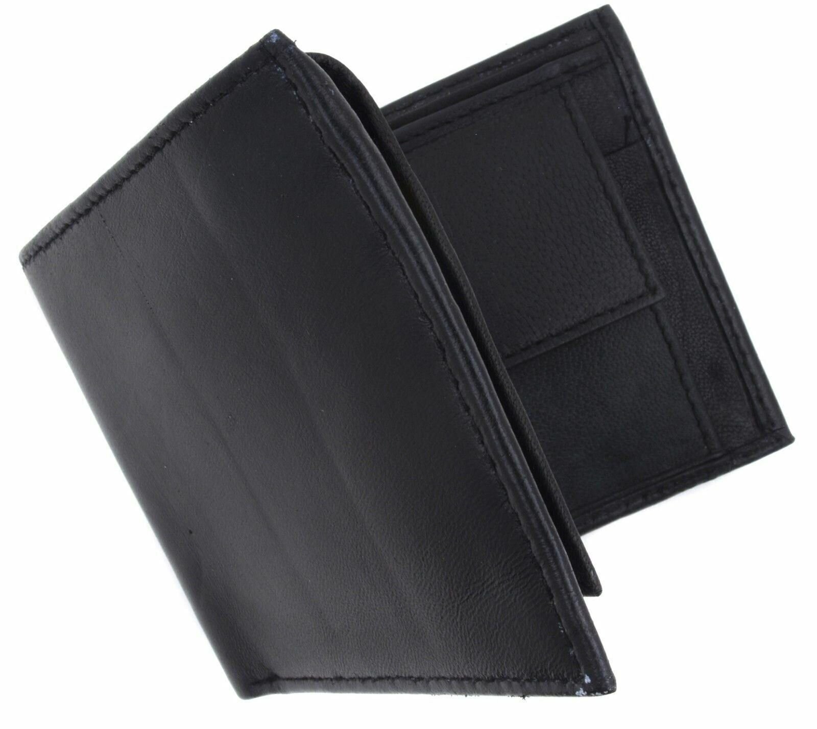 Mens Bifold Genuine Leather Wallet Secure Multi Pocket Zipper Coins Billfold