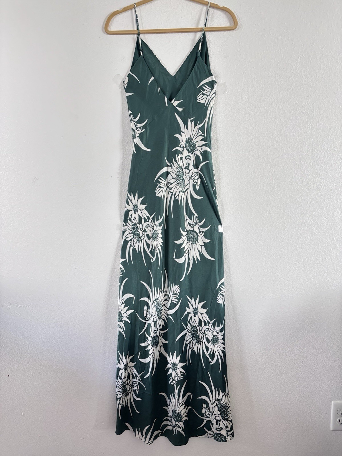 Rag and Bone Larissa Maxi Silk Slip Dress in Green Multi Size: 00